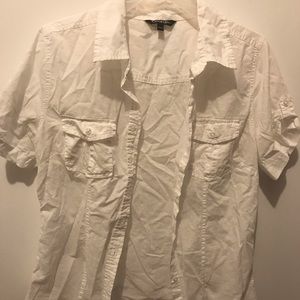 White Button Down T-Shirt